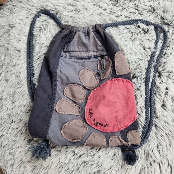 Life is Good Drawstring Flower Daisy Bag Distressed Boho - Picture 1 of 5